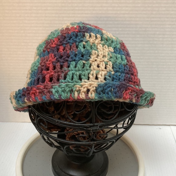 BEANIE CAP Multicolored Rainbow Handmade Crochet UNISEX One Size Fits Most - Picture 10 of 15
